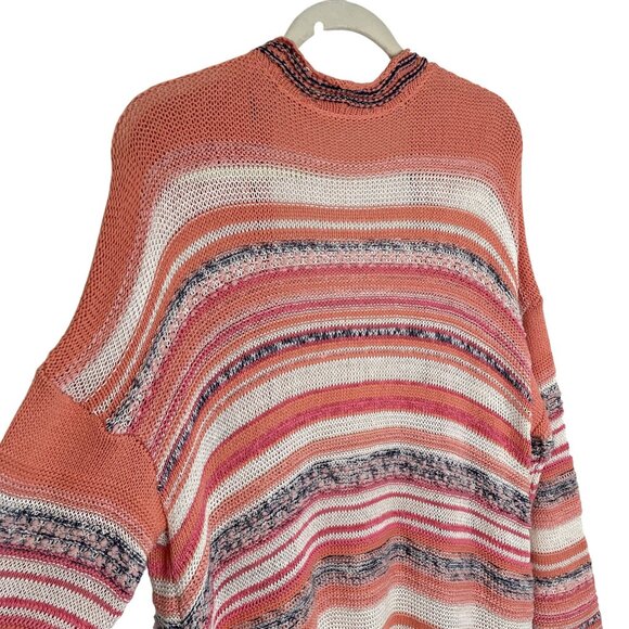 Soft Surroundings Oversized Striped Open-Front Cardigan, XL - Picture 5 of 11